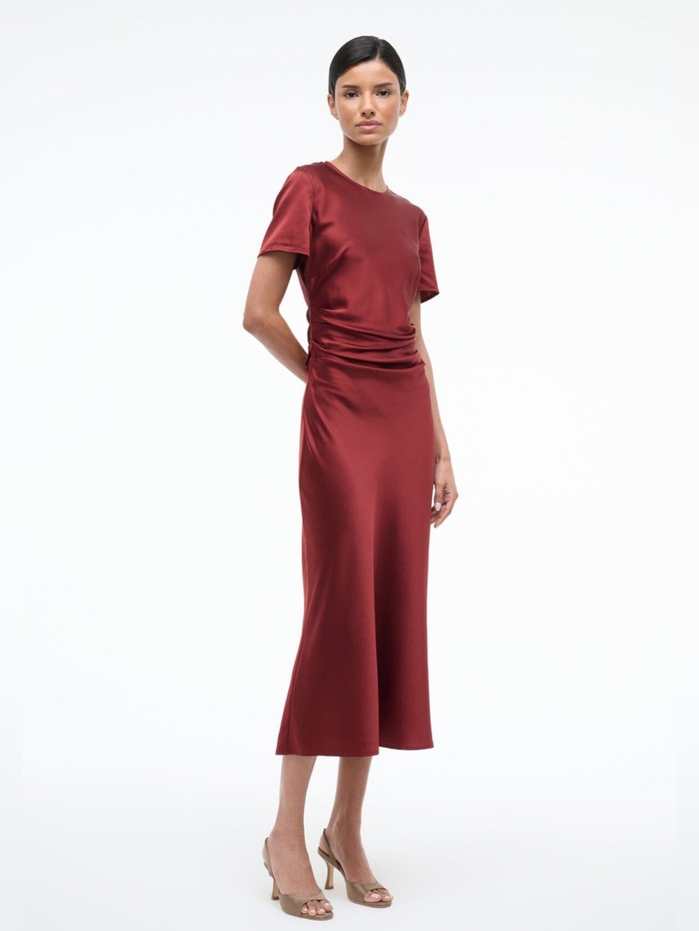 Staud Marcel Silk Dress in Sangria 4 - Picture 9 of 11